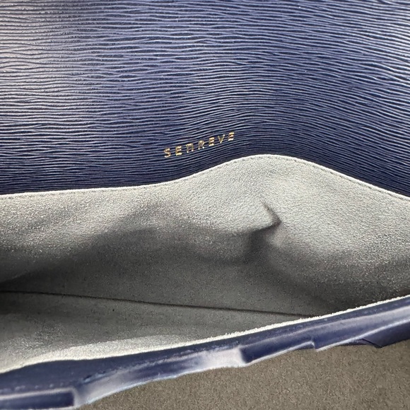 Senreve Navy Leather Laptop Pouch Portfolio Clutch Made in Italy - Picture 11 of 13